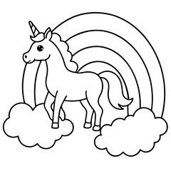 Unicorn standing proud with a rainbow 