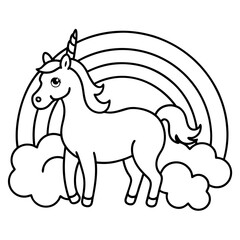 Unicorn standing proud with a rainbow 