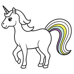 Unicorn with rainbow-colored mane and tail