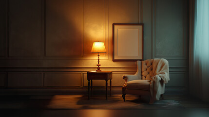 Serene Interior Design with Armchair and Soft Lighting