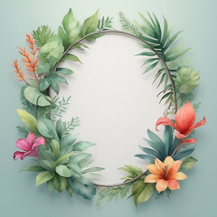 Watercolor botanical background frame