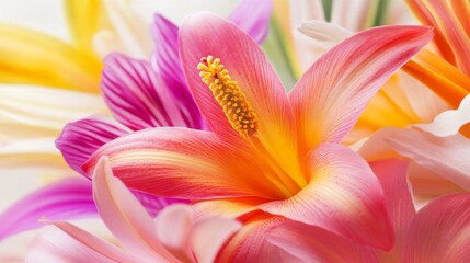 Fototapeta premium Pink Lily Flower Close Up.