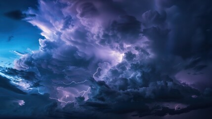 Obraz premium Lightning Storm Overcast Sky