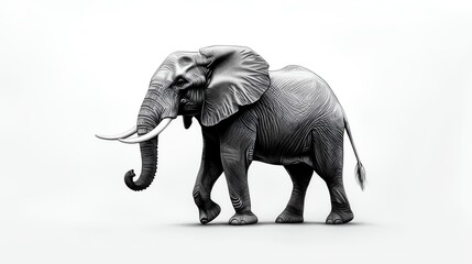Obraz premium A majestic elephant stands gracefully, showcasing its magnificent features and size in a serene, minimalist setting.