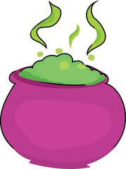 Halloween witch cauldron illustration on transparent background.
