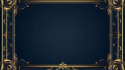 A luxurious dark blue background with a delicate gold frame and elegant ornamental motifs for a certificate