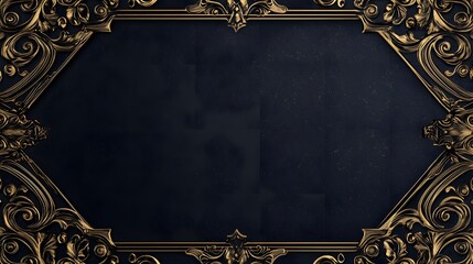 A sleek black background with gold embossed patterns and a sophisticated border design for a certificate