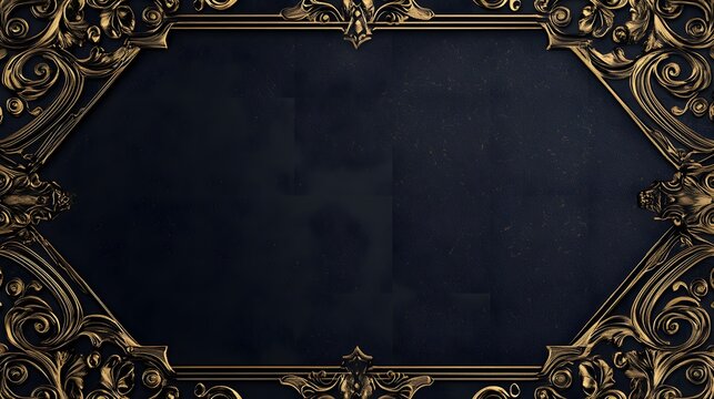 A sleek black background with gold embossed patterns and a sophisticated border design for a certificate