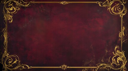 A deep burgundy background with gold filigree details and an ornate border for a luxury certificate