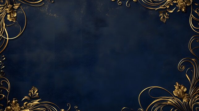 A rich navy blue background with gold embellishments and a luxurious border for a certificate