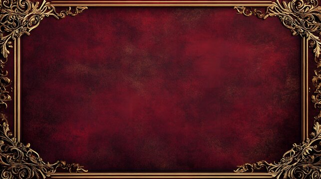A dark red velvet texture background with gold embossed designs and a refined border for a certificate