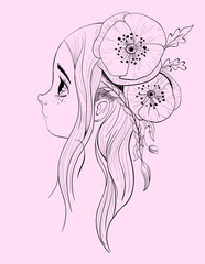 Sad cartoon girl vector 