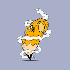 Funny Pencil cartoon illustration art 