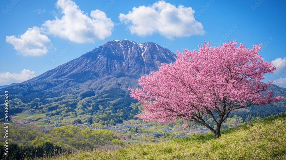 Canvas Prints mountainside cherry blossom tree