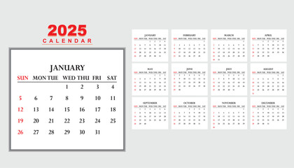 2025 new year calendar design