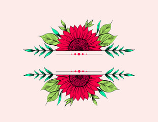 Sunflower floral art illustration