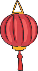 Red chinese lantern illustration on transparent background.
