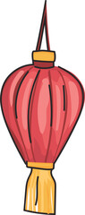 Red chinese lantern illustration on transparent background.
