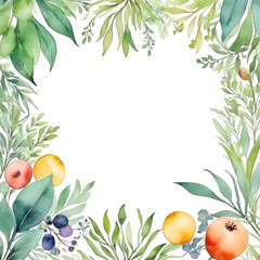 Watercolor botanical background frame