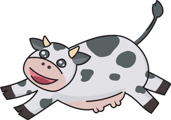 Cute cartoon cow illustration on transparent background.
