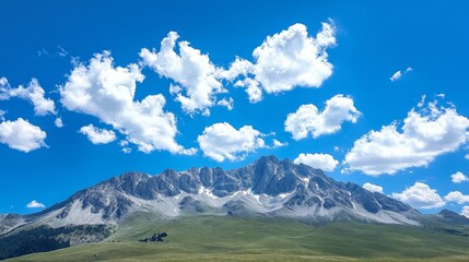 Majestic Mountain Landscape with Bright Blue Sky