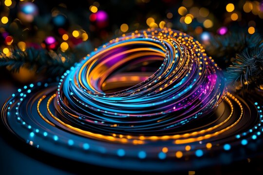 Abstract Christmas, dynamic lines, festive motion convey the excitement and energy of Christmas celebrations