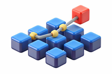 Obraz premium Efficient Flat AI Blockchain Nodes with Cost Arrow Symbol - Smart Business Concept in Vector Illustration, White Background