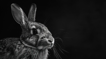 Black and White Rabbit Portrait