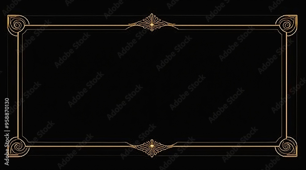 Wall mural elegant art deco gold decorative border design from 1920s