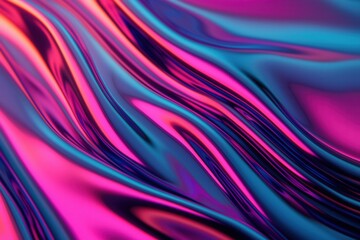 Fototapeta premium Iridescent holographic waves, reflecting rainbow colors, with a metallic sheen, futuristic and dynamic, flowing design