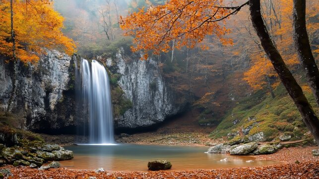 Waterfall in Selva de Irati, Spain