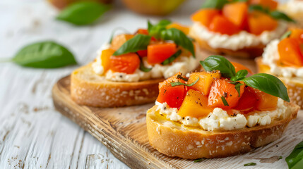 Delicious Ricotta Bruschettas With Pears And Apric