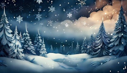 Fototapeta premium Winter landscape with snowflake