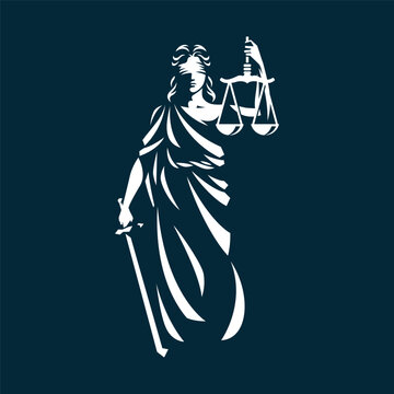 Lady justice. Woman holding scales and sword vector illustration