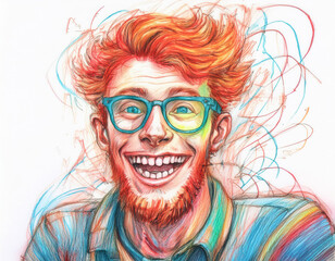 Funny Caricature of a Man on White Background