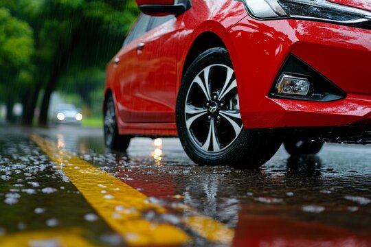 Accident, on a rainy day, slippery roads contribute to a momentary loss of control, leading to disaster