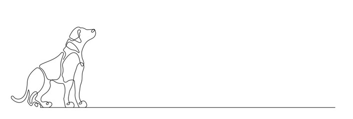 Dog vector illustration in one continuous editable line drawing style. Editable stroke