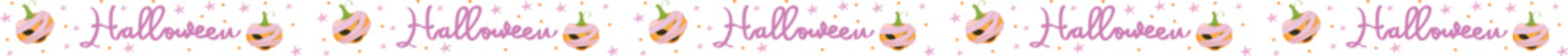 Halloween pumpkin ghost line border illustration on transparent background.
