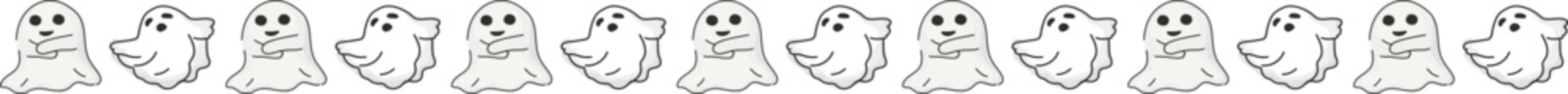 Halloween ghost line border illustration on transparent background.
