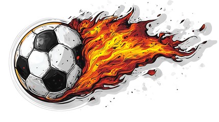 vector sticker logo soccer ball with flames