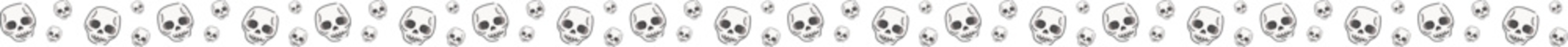 Halloween skull line border illustration on transparent background.
