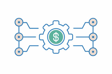 Obraz premium Flat AI Machine Learning and Cost Efficiency Concept for Financial Optimization - Abstract Vector Illustration in Smart Business Tone
