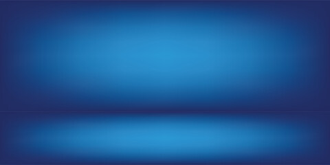 Blue light gradient wall background and floor, Effect cool tone wallpaper, Diffused beam of light.