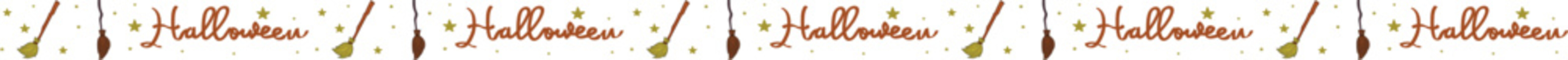 Witch's broom line border illustration on transparent background.
