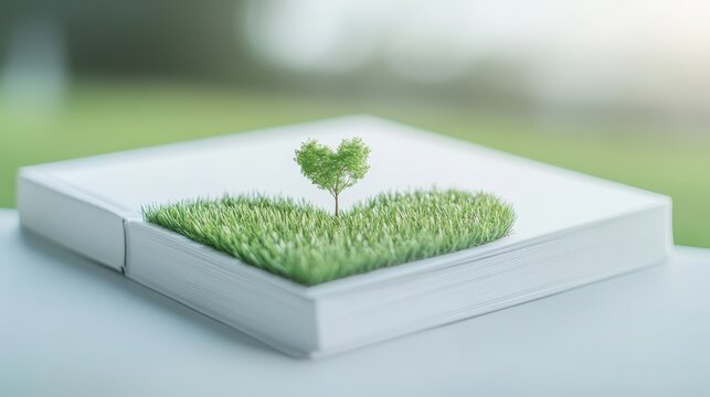 A book with a tree on it and a heart