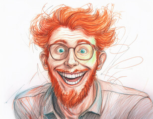 Funny Caricature of a Man on White Background