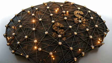 Fototapeta premium Flat AI Neural Network and Cost Symbols Frame Concept for Smart Business: Predicting Financial Costs - Vector Illustration with Copy Space