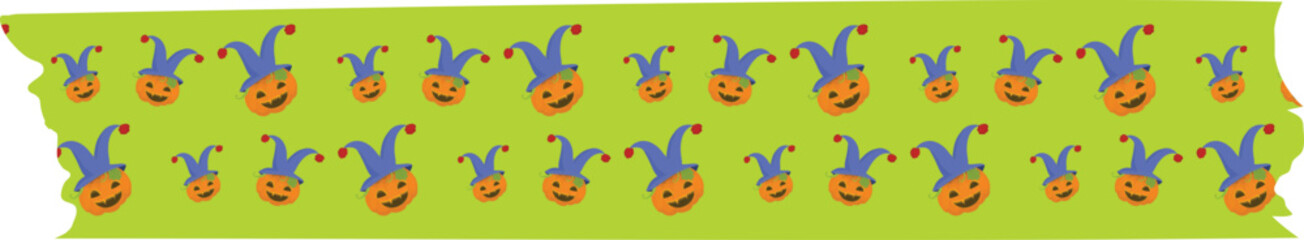 Happy halloween orange pumpkin washi tape on transparent background.
