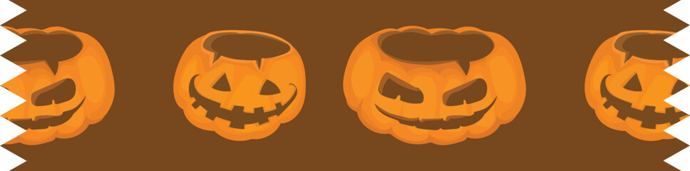 Happy halloween pumpkin washi tape on transparent background.
