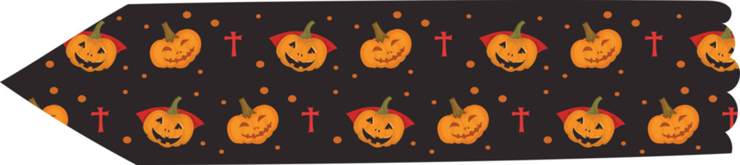 Halloween spooky pumpkin washi tape on transparent background.
